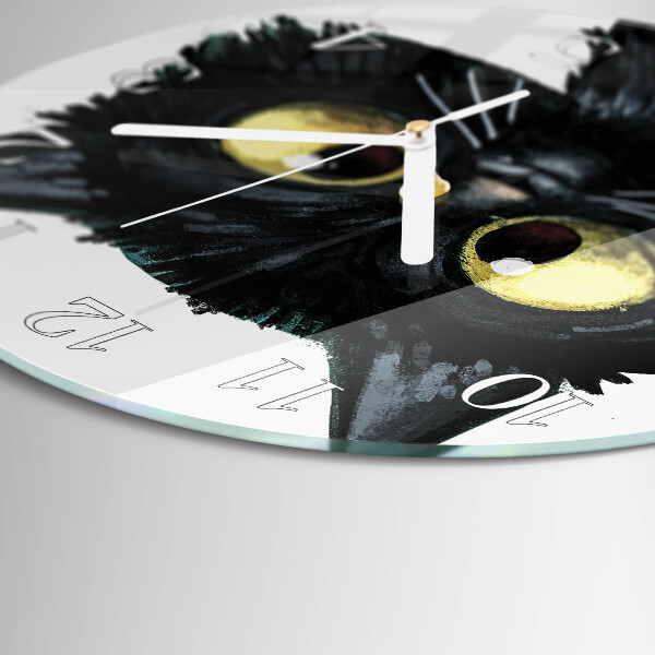 Round wall clock Black cat