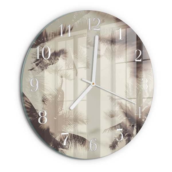 Round wall clock Palm trees