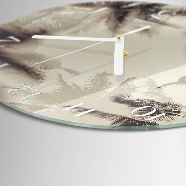 Round wall clock Palm trees