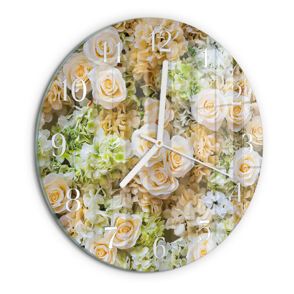 Round wall clock Elegant flowers