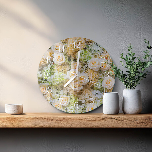 Round wall clock Elegant flowers