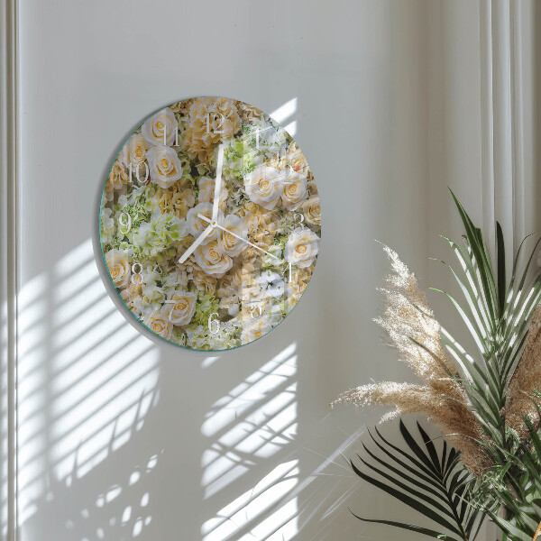 Round wall clock Elegant flowers