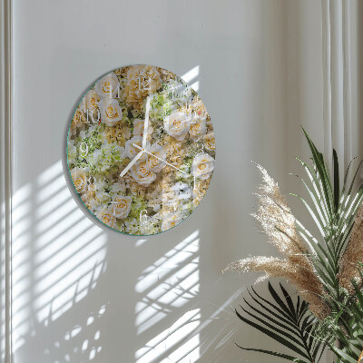 Round wall clock Elegant flowers