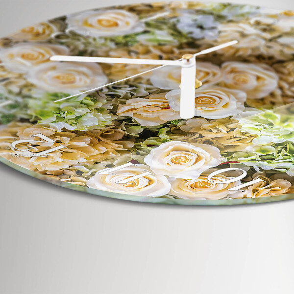 Round wall clock Elegant flowers