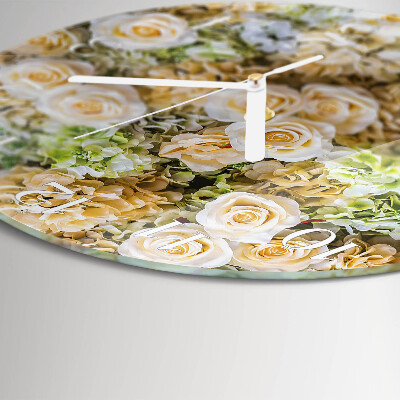 Round wall clock Elegant flowers