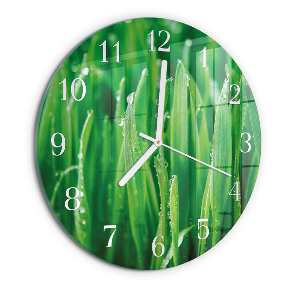Round wall clock Green grass