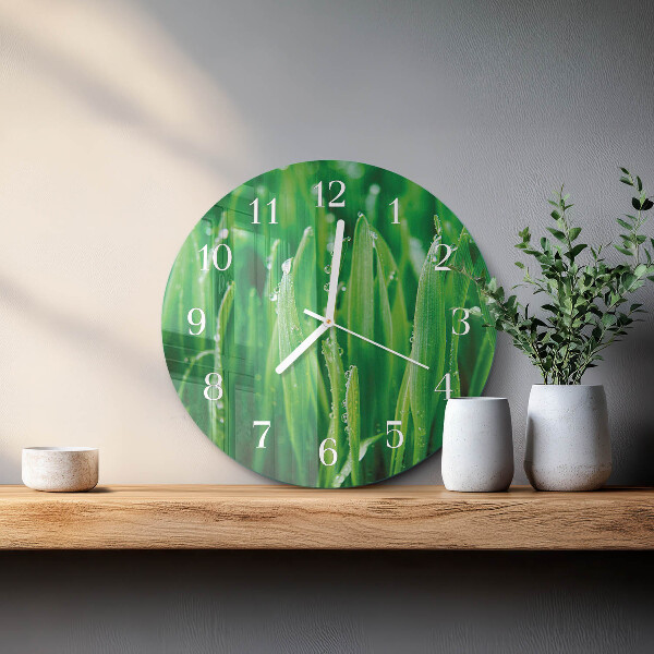 Round wall clock Green grass