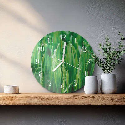Round wall clock Green grass