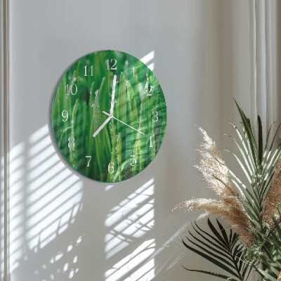 Round wall clock Green grass