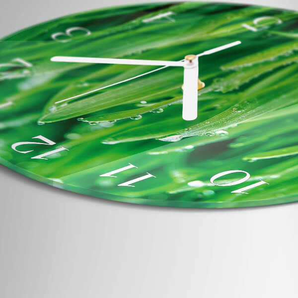 Round wall clock Green grass