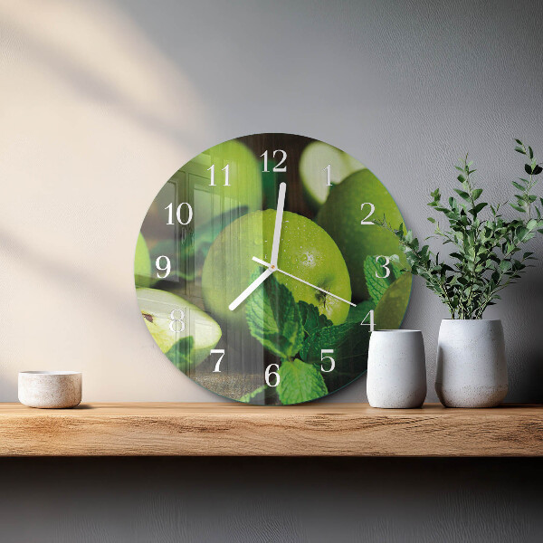 Round wall clock Green apples