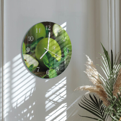 Round wall clock Green apples