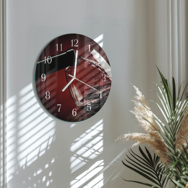 Round wall clock Wine glass