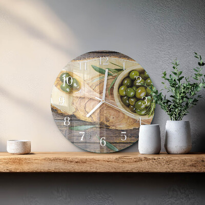 Round wall clock Olive Wood