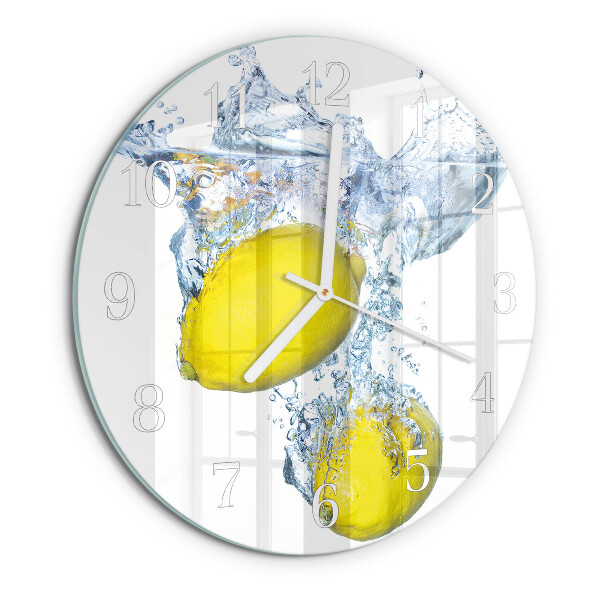 Round wall clock Lemons in water