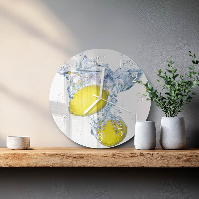 Round wall clock Lemons in water