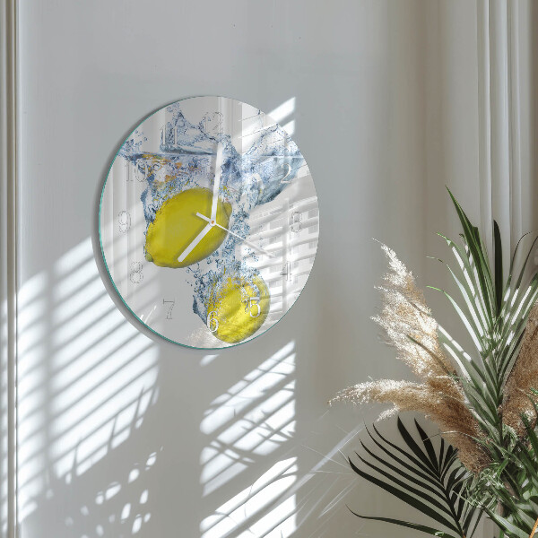 Round wall clock Lemons in water