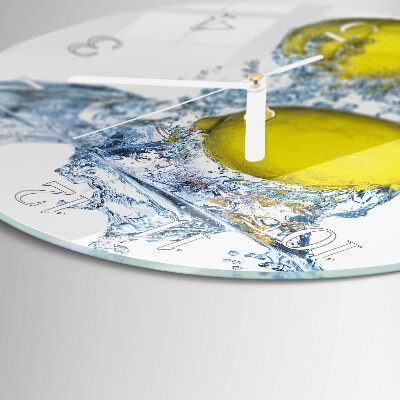 Round wall clock Lemons in water