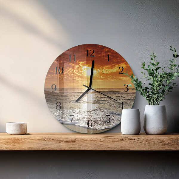 Round wall clock Beach Sea