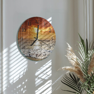 Round wall clock Beach Sea