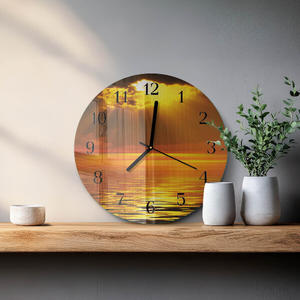 Round wall clock Sunset