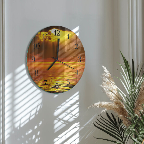 Round wall clock Sunset