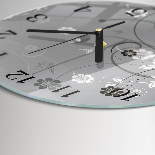 Round wall clock Flowers