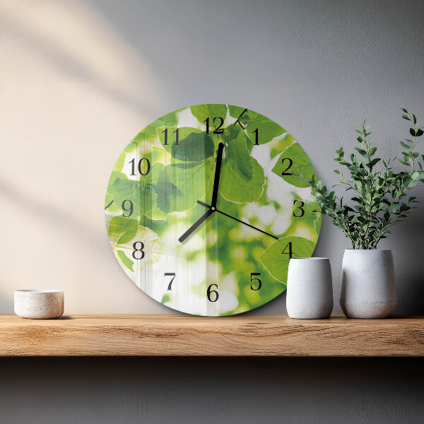 Round wall clock Leaves