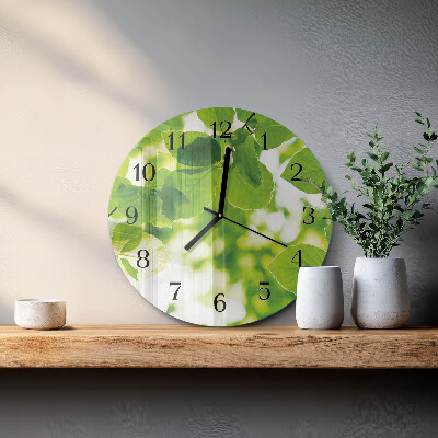 Round wall clock Leaves