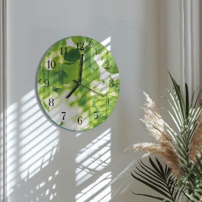 Round wall clock Leaves