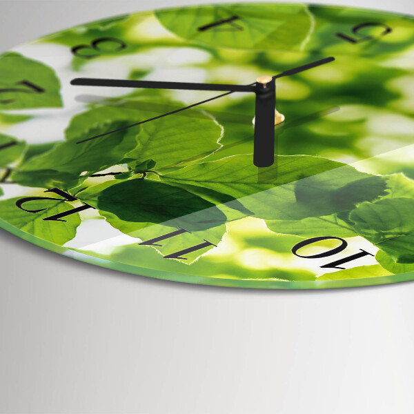 Round wall clock Leaves