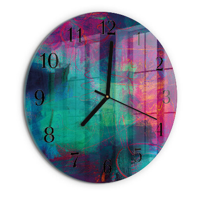 Round wall clock Colorful Painting