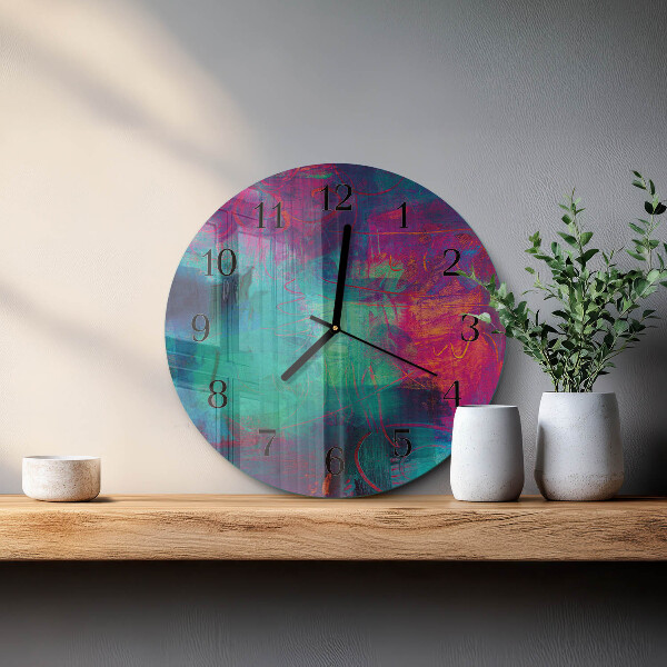 Round wall clock Colorful Painting