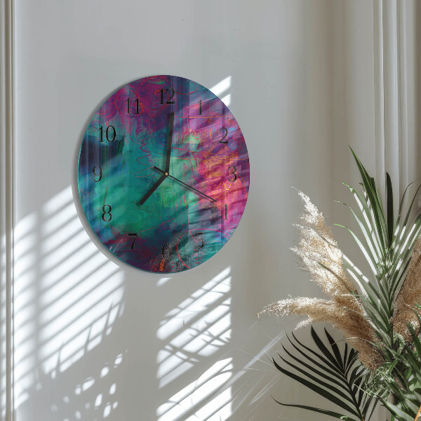 Round wall clock Colorful Painting