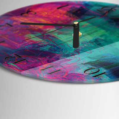 Round wall clock Colorful Painting