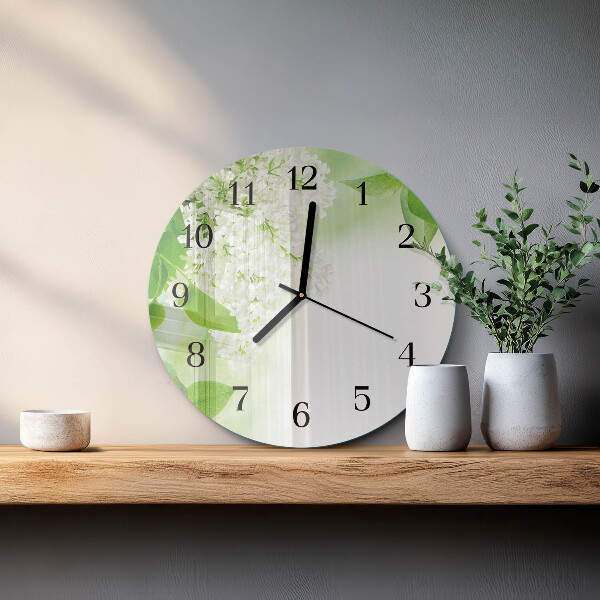 Round wall clock Leaves