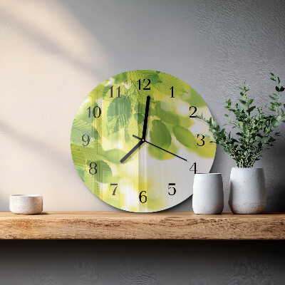 Round wall clock Leaves
