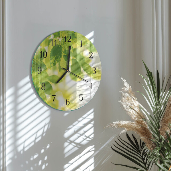 Round wall clock Leaves