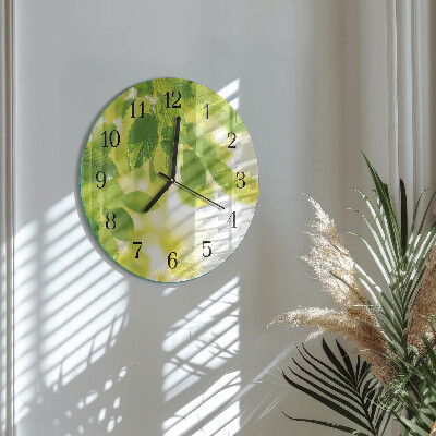 Round wall clock Leaves
