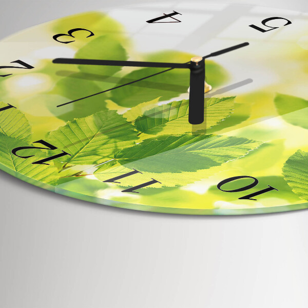 Round wall clock Leaves