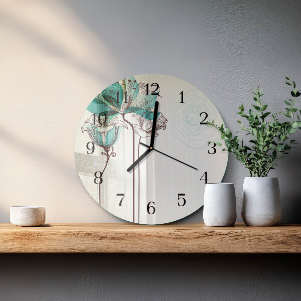 Round wall clock Vintage Flowers