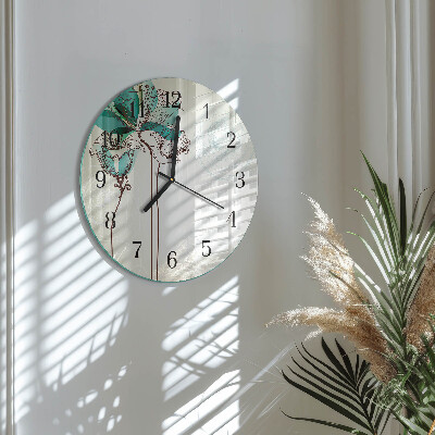 Round wall clock Vintage Flowers