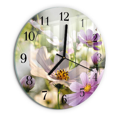 Round wall clock Cosmos Flowers