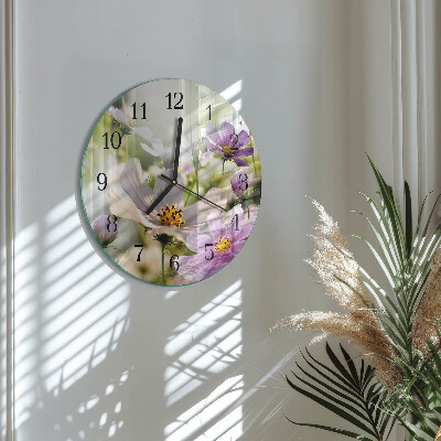 Round wall clock Cosmos Flowers