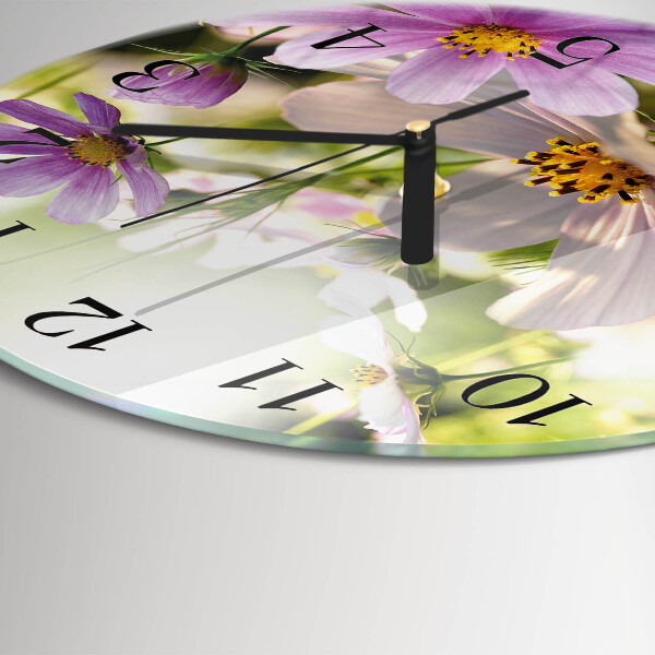 Round wall clock Cosmos Flowers