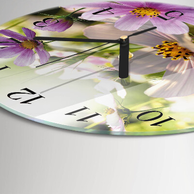Round wall clock Cosmos Flowers