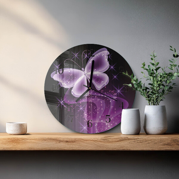 Round wall clock Butterfly
