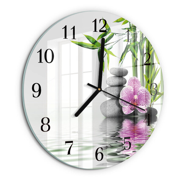 Round wall clock Orchid Stones