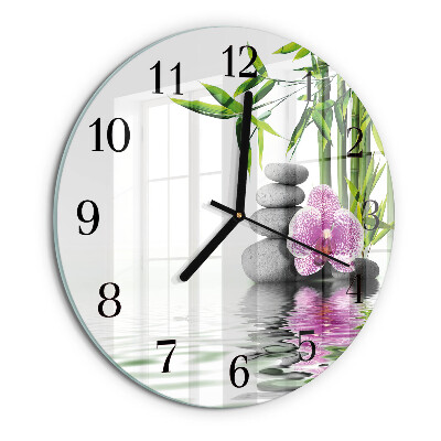 Round wall clock Orchid Stones