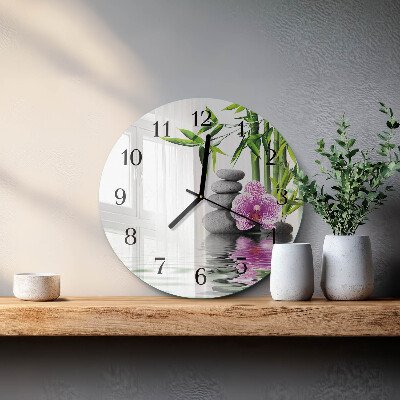 Round wall clock Orchid Stones